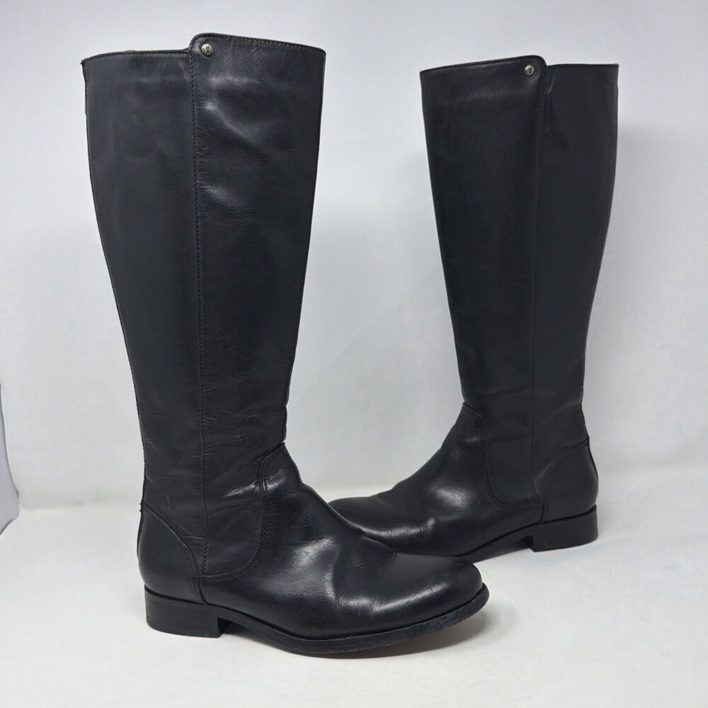 FRYE Women’s Tall Leather Boots Size 5.5 B Black Riding Western Knee High